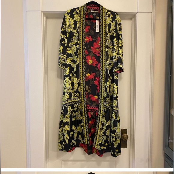 NWOT Alice + Olivia Dottie Reversible Pink and Green Floral Kimono - Size M/L - Picture 5 of 8